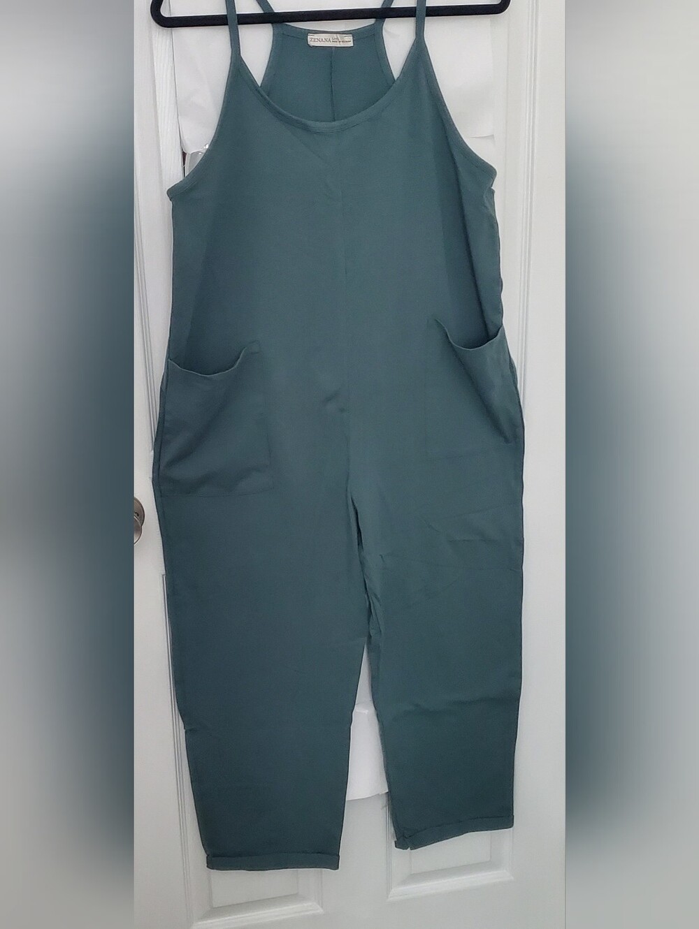 Zenana Classic Womens Teal Jumpsuit with Pockets